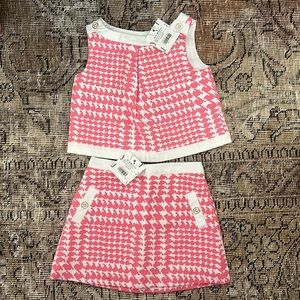 NWT Janie and Jack baby girls pink and white matching skirt set.